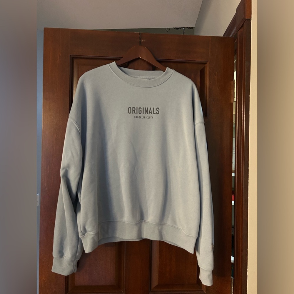 Originals Brooklyn Cloth Light Blue/gray Fleece Crewneck Sweatshirt Men’s XL